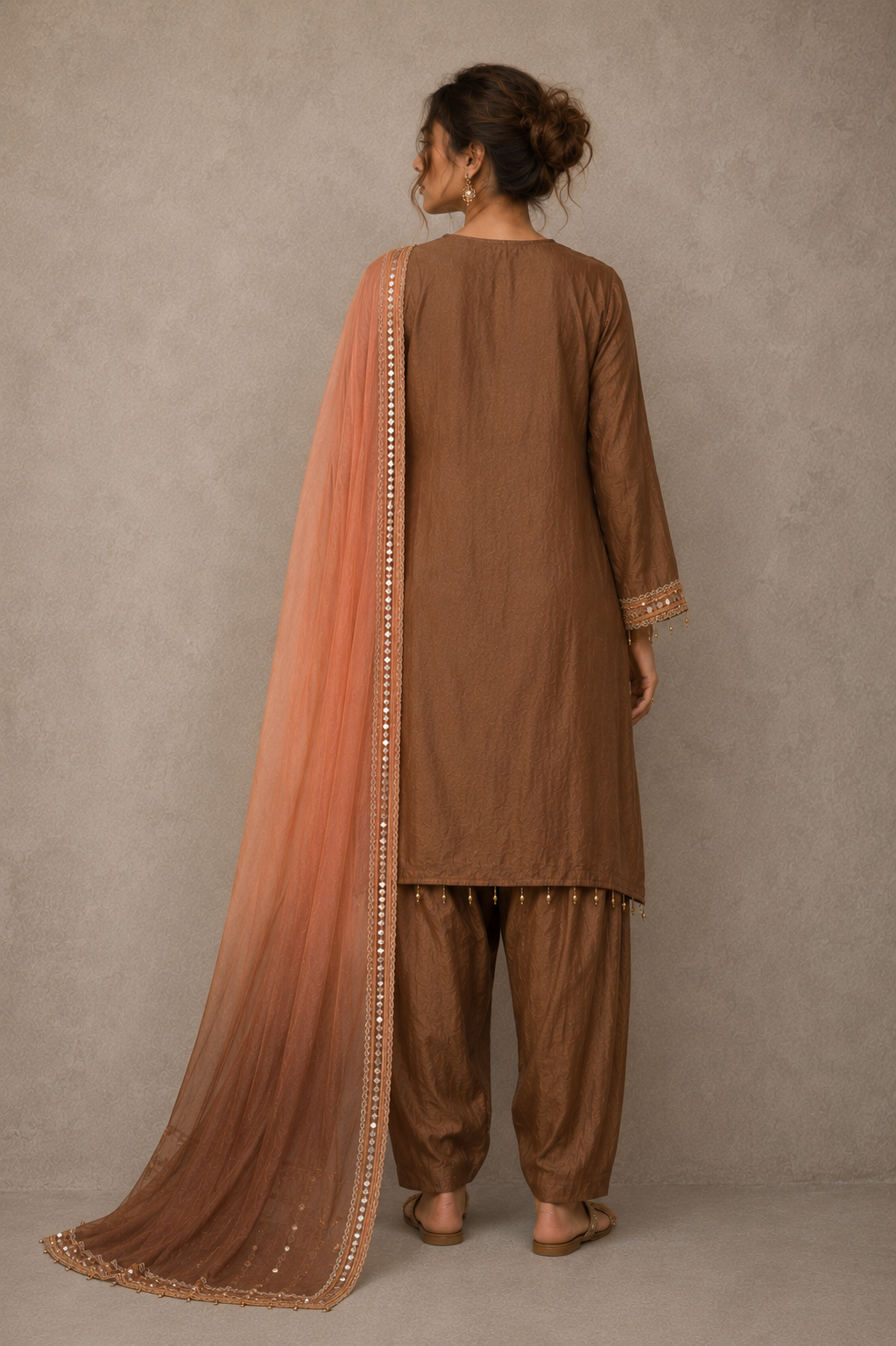Brown-Peach Farsi Salwar Set