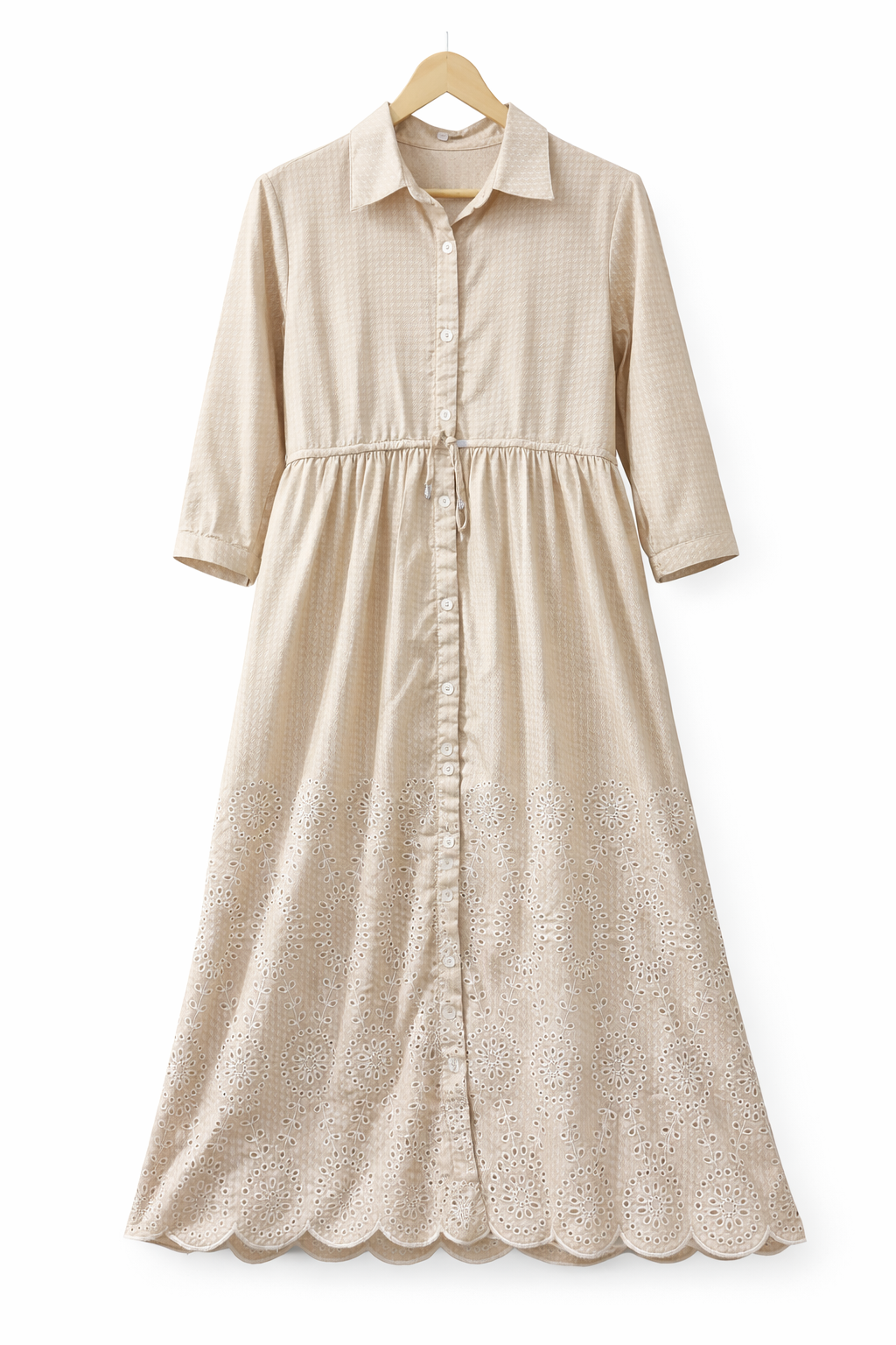 Embroidered Beige Dress