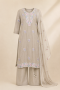 Grey Beige Suit Set