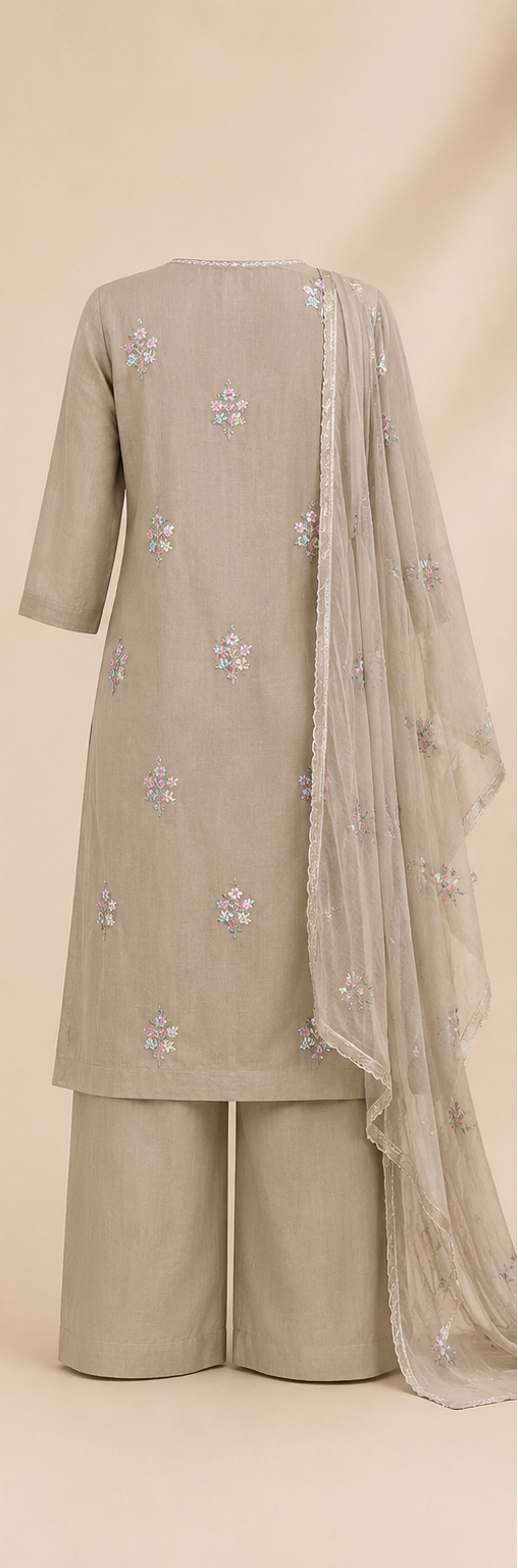 Grey Beige Suit Set