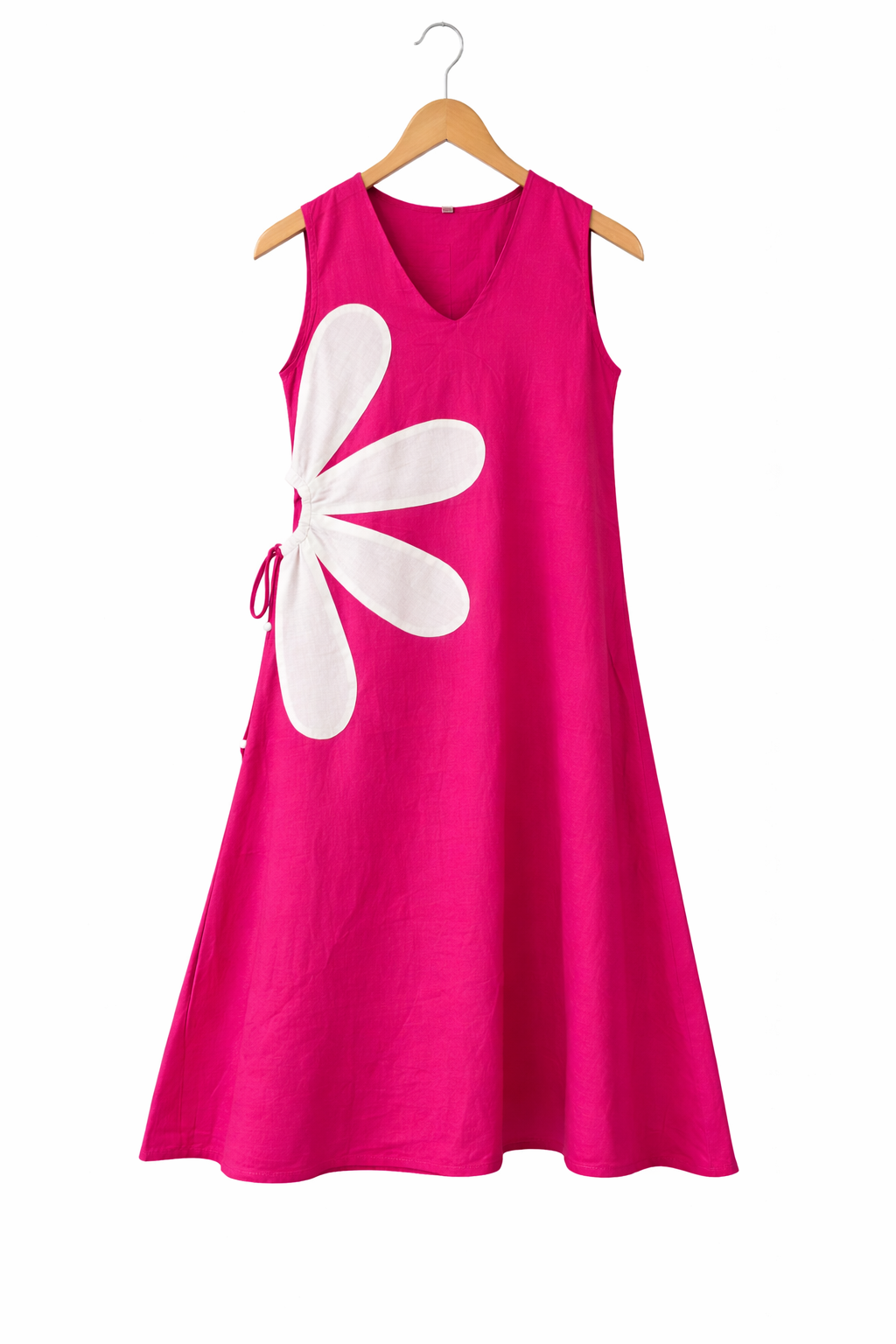 Magenta dress with side cut detail
